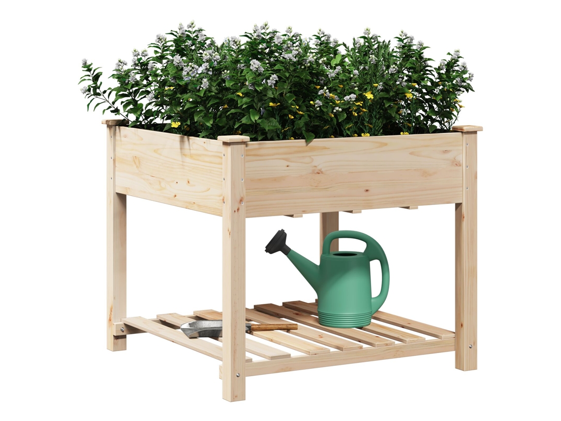 Jardineira Com Prateleira 90x90x76 Cm Em Madeira De Pinho Lovely Home