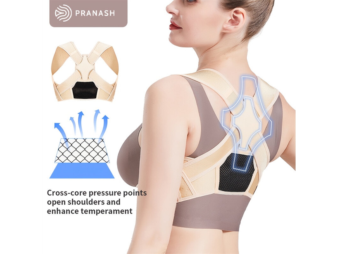 Pranashx2 Corretor Postura Suporte Lombar Ajustável Coluna Costas Ombros Correção Corcunda Adulto Recuperação