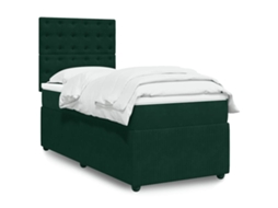 Vidaxl Cama com Molas/colchão 100x200 Cm Veludo Verde escuro