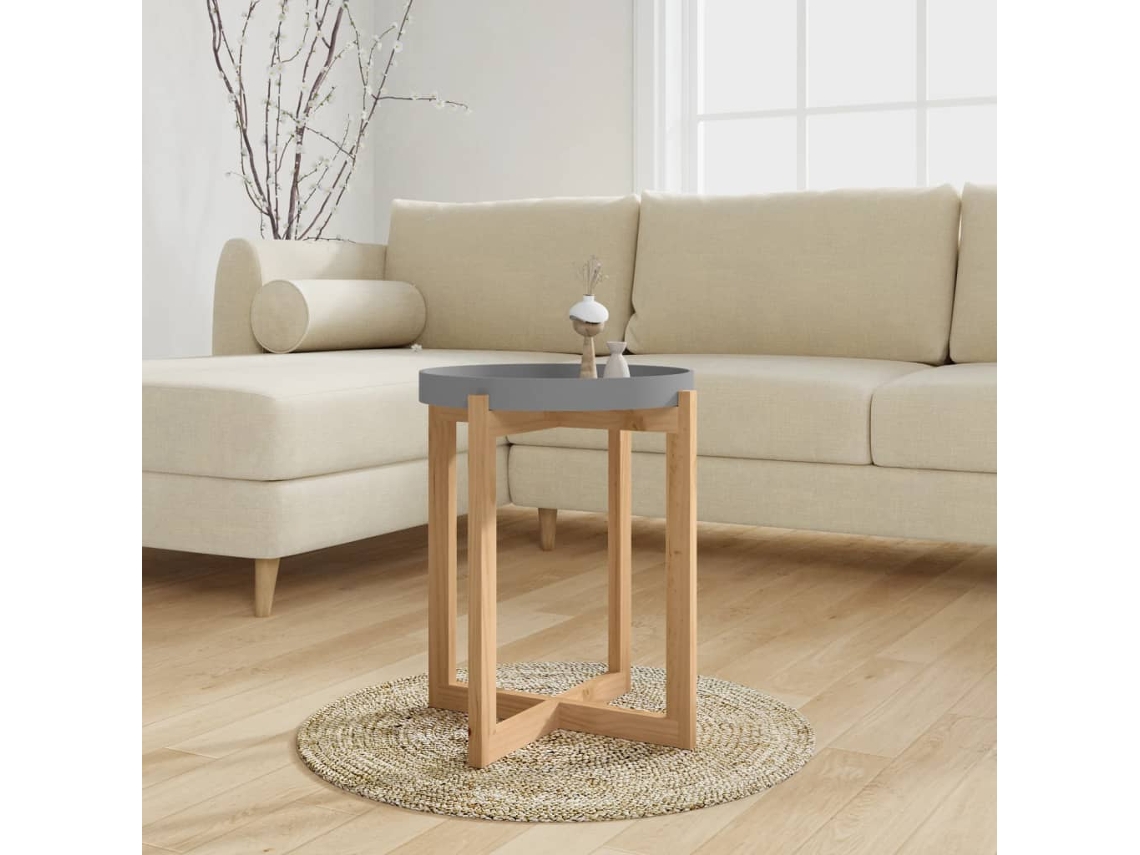 Vidaxl Mesa De Centro 41x41x48,5 Cm Deriv. Madeira/pinho Maciço Cinza