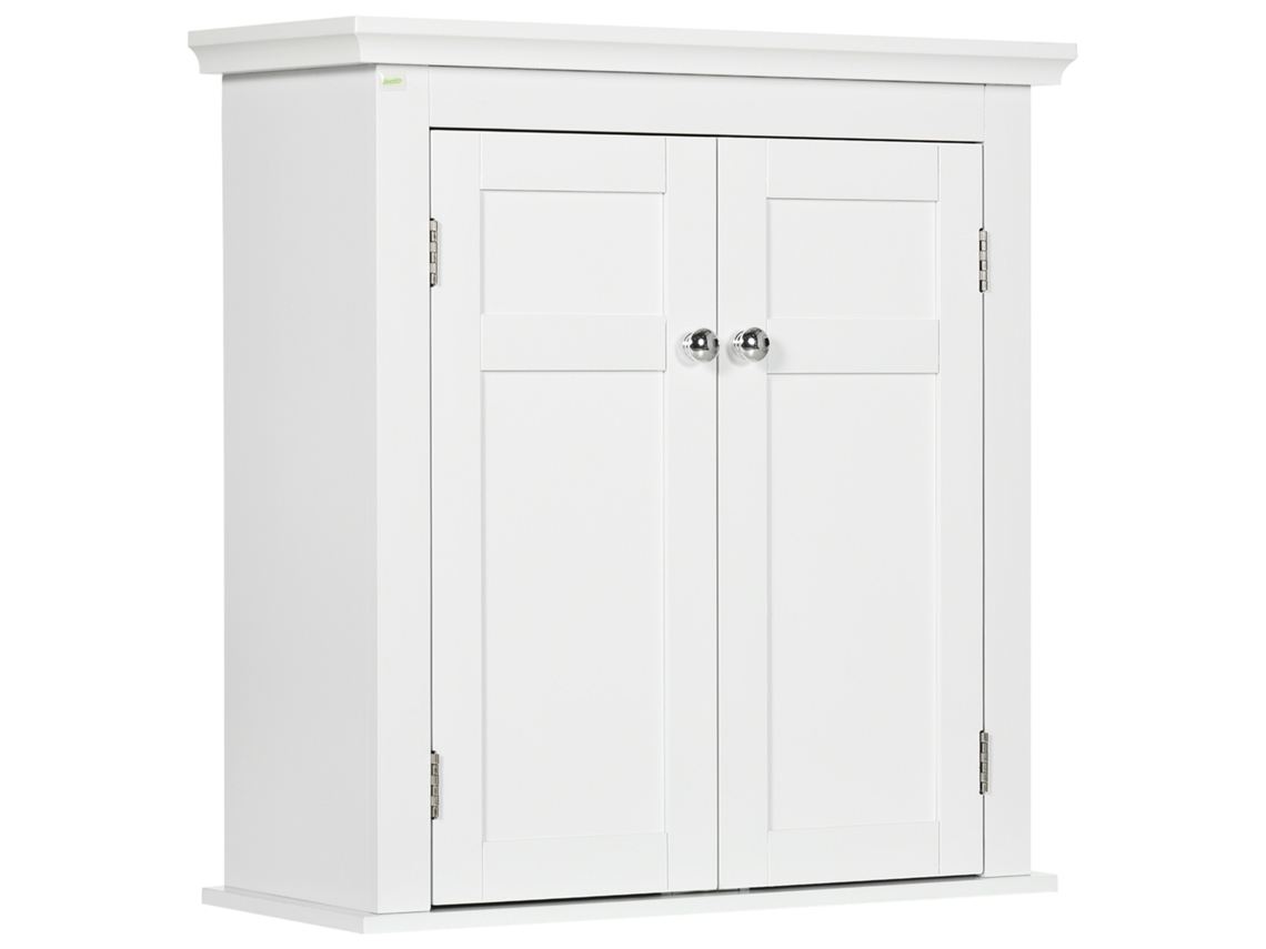 Armário Banho Parede 58x24x60cm Branco com Prateleiras Ajustáveis, Portas com Fecho Magnético e Suspenso | S/MARCA
