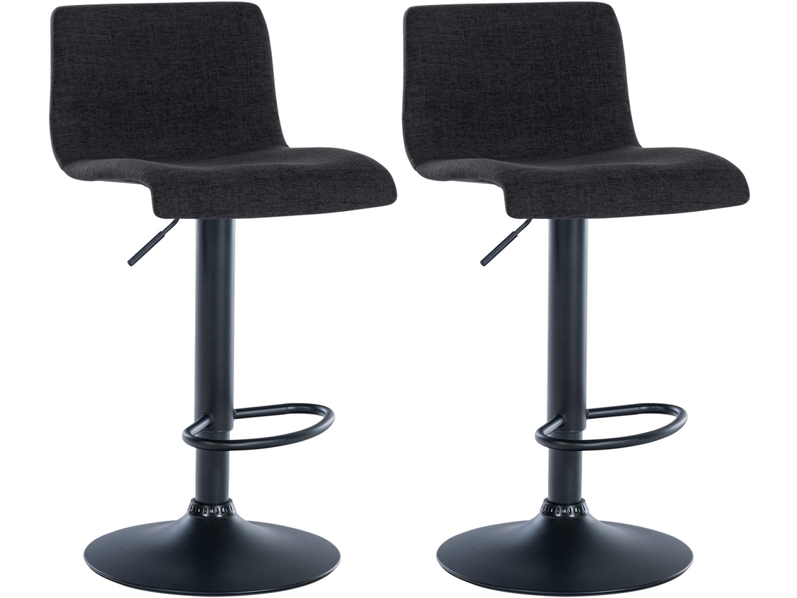 Conjunto de 2 banquetas de bar com design simples, apoio para os pés, em tecido preto e pés de metal preto 10_0004054