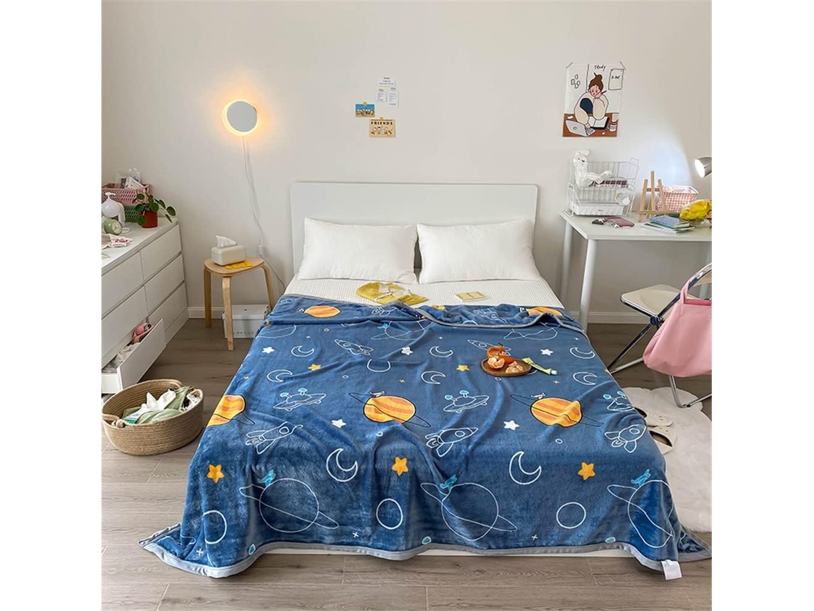 Manta de Inverno Fansu em Fleece com Estampa Planet Blue Macia e Quente Flanela Grossa Ideal para Cama Criança