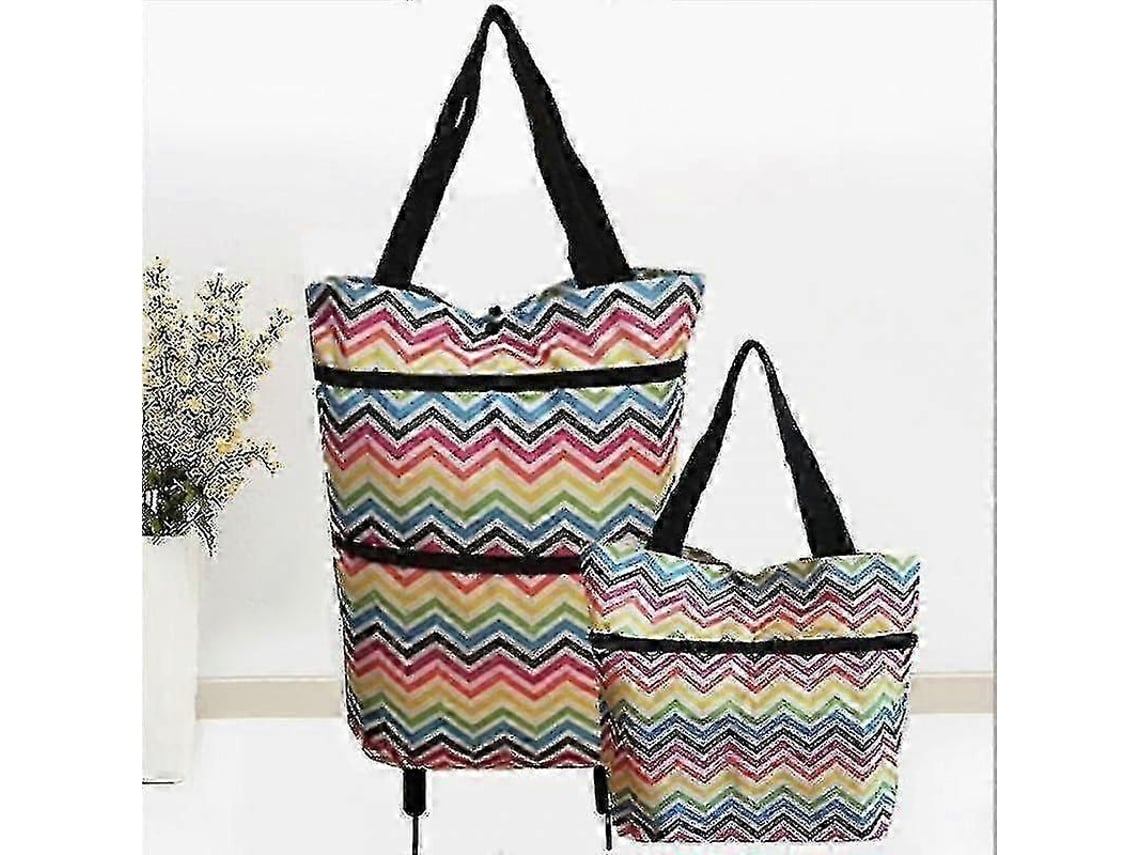 Carrinho de Compras Dobrável com Rodas, 2 em 1, com Bolsa de Compras Dobrável e Zíper de Dois Estágios. GOKOCO