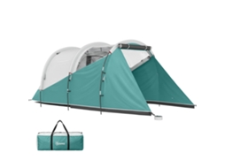 Tenda Da Campeggio 3 Posti Impermeabile A Tunnel Con Borsa Di Trasporto, 460x260x190 Cm, Verde
