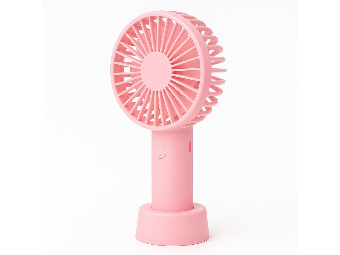 Ventoinha Portátil Com Base | Compacta, Bateria Recarregável, 3 Velocidades, Cabo Incluído Unjeu Fs01 00004 Rosa