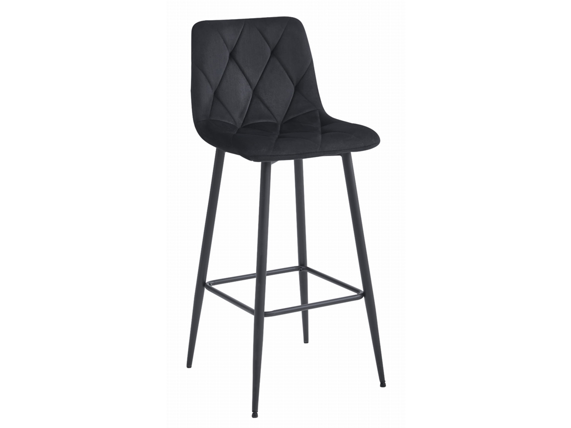 Banqueta Nado Veludo Preto / Pernas Pretas X 1 Leobert