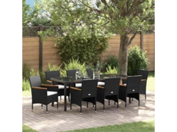 Vidaxl Conjunto De Jantar Para Jardim 9 Unid. Preto Vime Pe