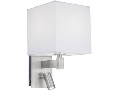 Aplique com Leitor ALEMAR Siri LED (Máx. 60W - Metal, Tecido - Níquel cetim)