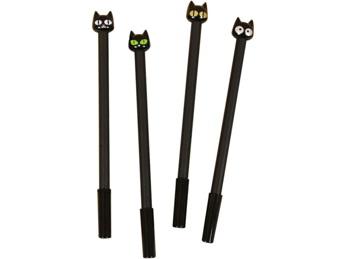 Canetas Em Gel Kawaii, Tinta Preta, Conjunto De 4 Unidades Com Ponta