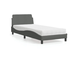 Vidaxl Cama Com Colchão Dover 80x200 Cm Tecido Cinzento-escuro