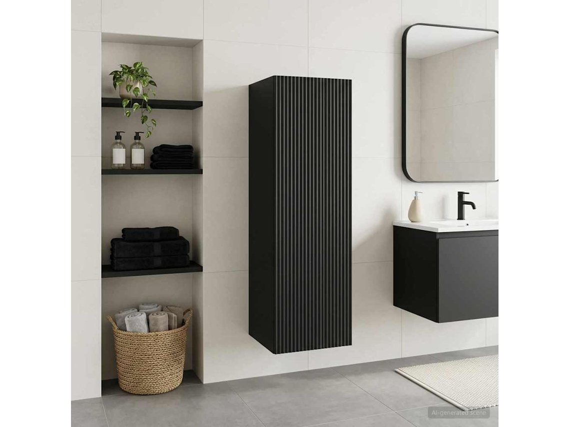 Vidaxl Gabinete De Banheiro Suspenso Preto 33 X 34,5 X 60 Cm