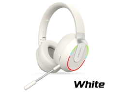 Fones de Ouvido Bluetooth Sem Fio com luz LED, cancelamento de ruído passivo HiFi e microfone MDUG (brancos)