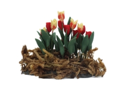 Mali flores Miniatura de Tulipa para Casa de Bonecas 1:12 Diy Decoração Jardim com Musgo