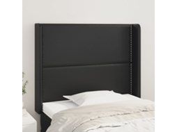 Vidaxl Cabeceira De Cama C/ Abas Couro Artif. 93x16x118/12 Cm Preto