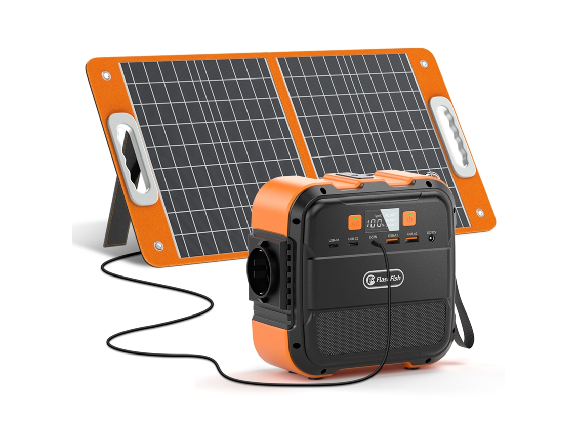 Estação De Energia Portátil Flashfish A101 Li-ion 120w 98wh Com Painel Solar 60w 18v