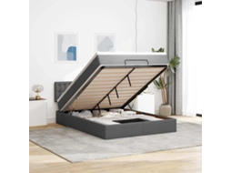 Vidaxl Cama Otomana Com Colchão Leds Cinzento Escuro 140x190cm