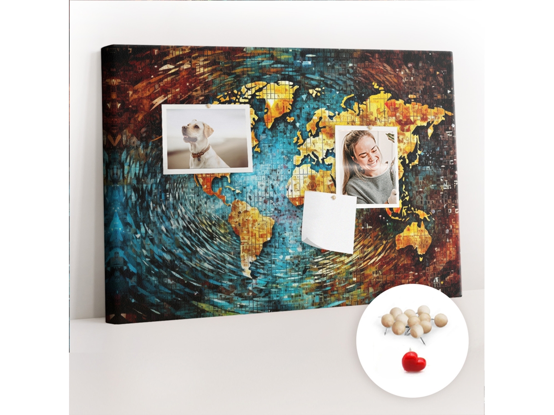 Quadro De Cortiça Com Impressão Mundo De Caos Para O Quarto Das Crianças Espelharte (60x40 Cm)