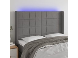 Vidaxl Cabeceira De Cama C/ Led Tecido 147x16x118/128 Cm Cinza-escuro