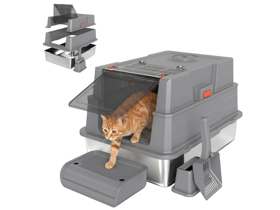 Arenito Inox 130l Até 3 Felinos Tampa 180° Degrau Filtrante