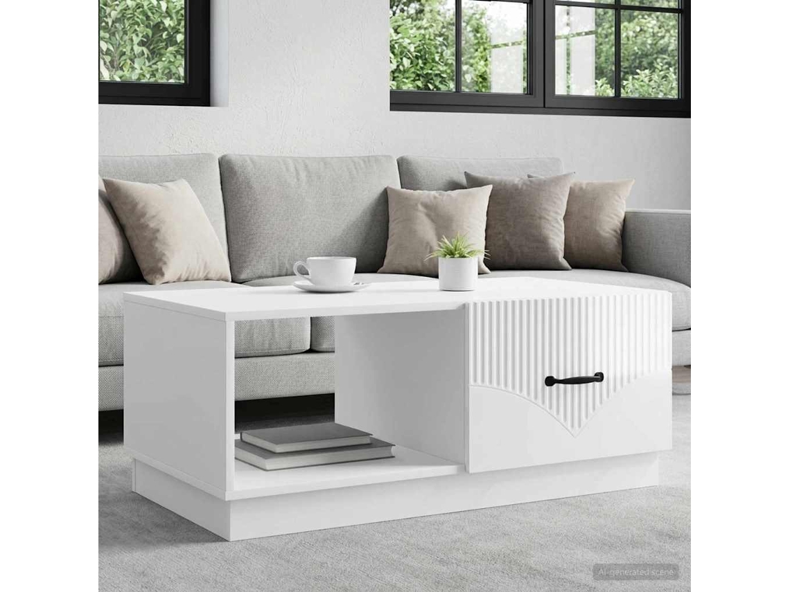 Vidaxl Mesa De Centro Branco Brilhante 90 X 50 X 37 Cm