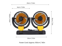 Laxiscreed Ventilador De Carro Com 2 Cabeças, Velocidade Ajustável E Rotação 360° Para Maior Conforto