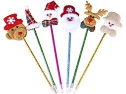 Conjunto De 12 Canetas Natalinas Com Design De Boneco Do Papai Noel
