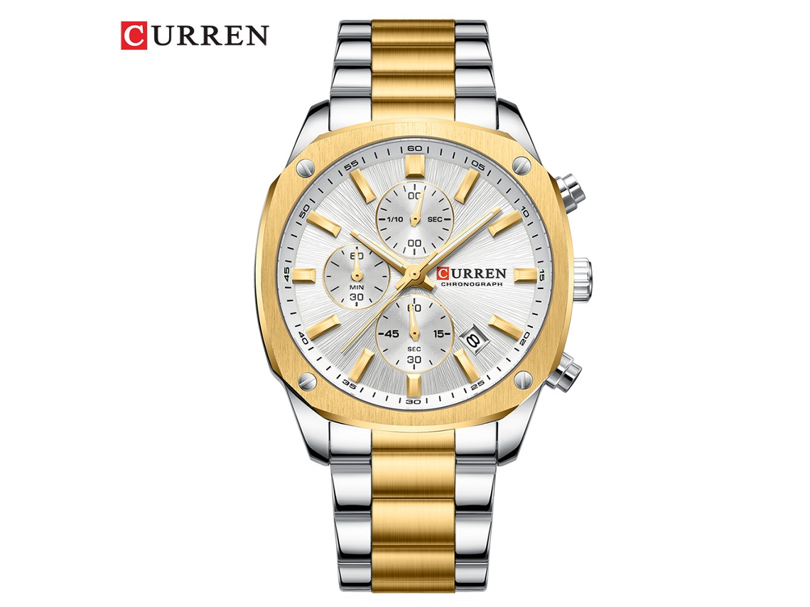 Relógio Masculino Cronógrafo Multifuncional de Seis Ponteiros com Pulseira Quadrada de Aço Relógio de Pulso Elegante MDUG