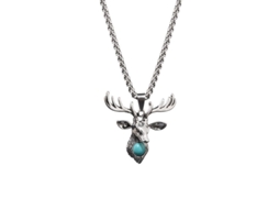 2026-colgante De Rena Para Hombres, Collar De Acero Inoxidable Con Piedra Turquesa, Antler Vintage