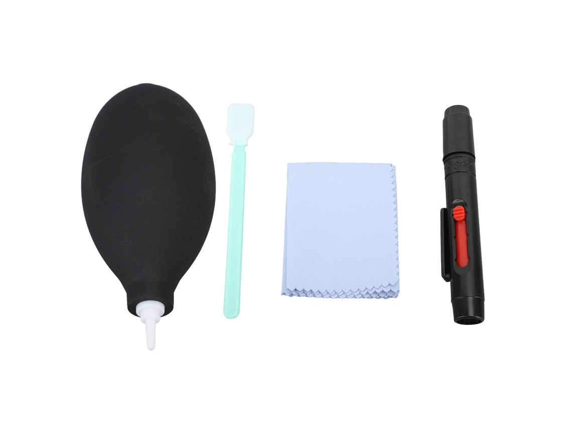 Kit de limpeza profissional 2026 para câmeras com caneta de limpeza, gel, soprador e pano para lentes DSLR (pequeno, 4 em 1).