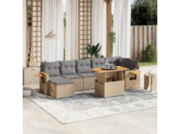 Pcs Conjunto De Sofás P/ Jardim Com Almofadões Vime Pe Bege Dkd Home Decor