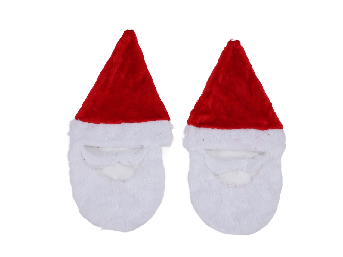 Ats 2 Peças de Gorro de Papai Noel com Barba Vermelha e Branca Acessórios de Natal Reutilizáveis para Adultos