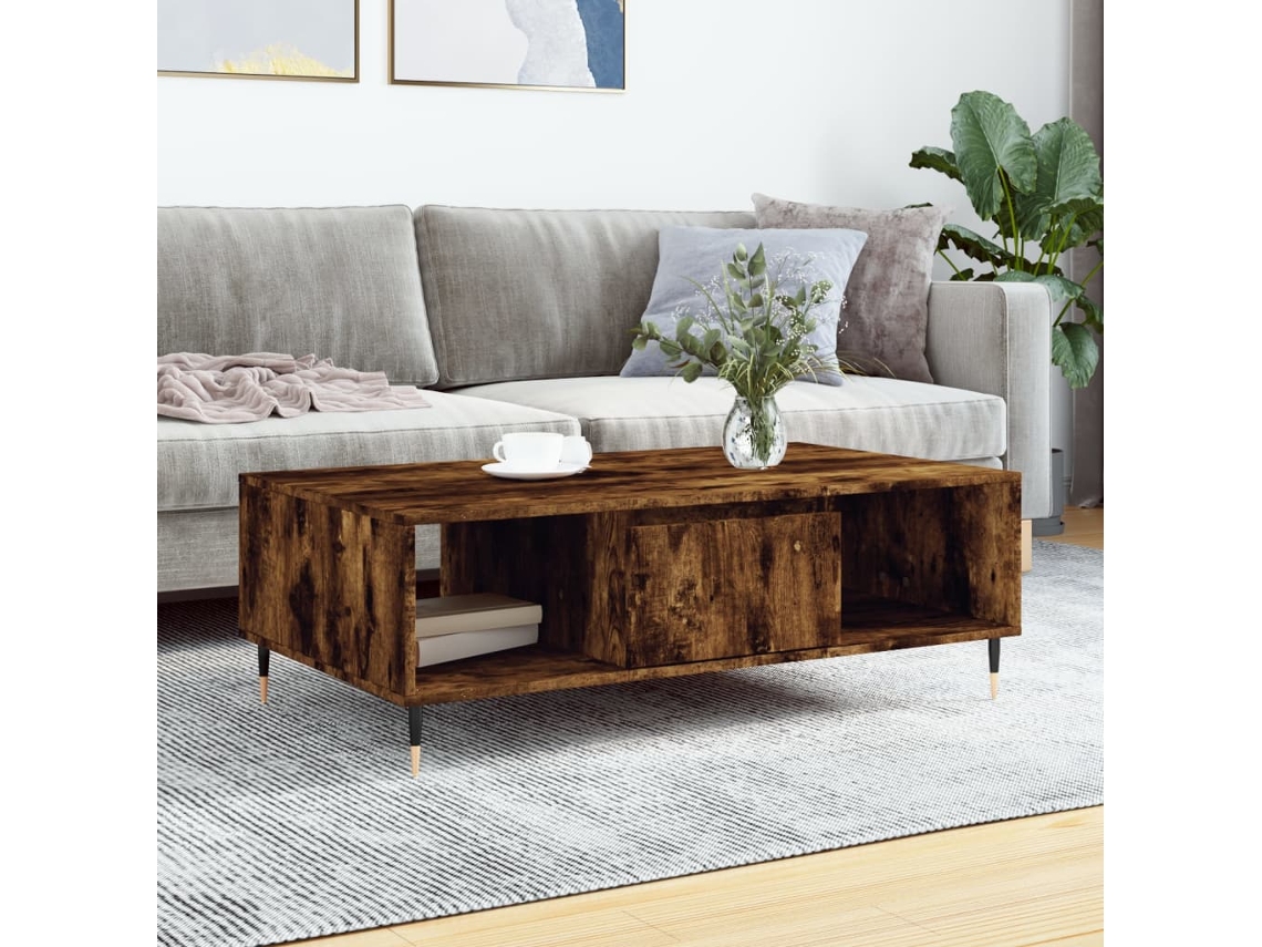 Vidaxl Mesa De Centro 104x60x35 Cm Derivados Madeira Carvalho Fumado