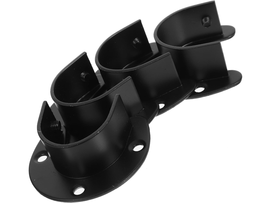 Suporte Para Varão De Cortina Chuveiro Hohopeti, Conjunto De 4 Peças, Em Aço Inoxidável Preto, Para Banheiros E