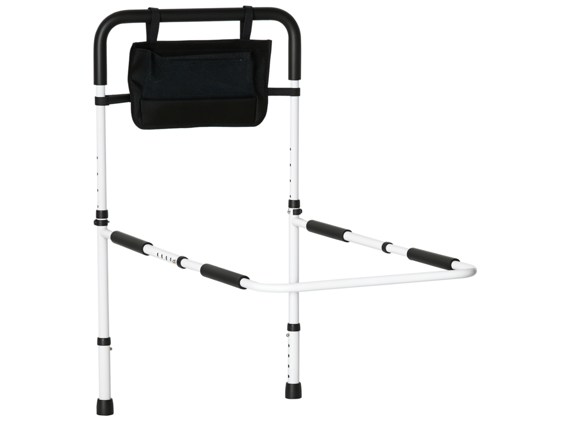 Puxador de Cama em Aço com Comprimento e Altura Ajustáveis, Branco