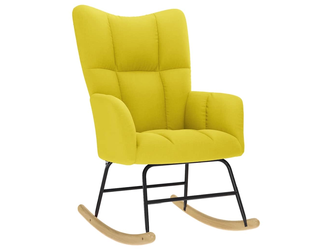 Vidaxl Cadeira De Baloiço Tecido Amarelo Claro