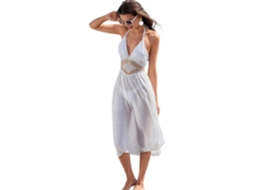 Vestido de Praia Feminino Sem Mangas com Decote V e Amarração SFUSHOS