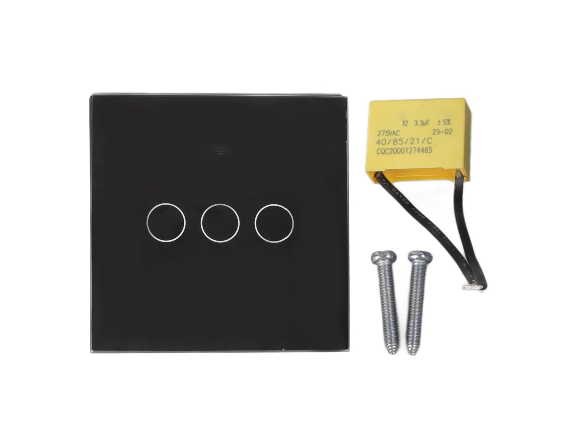 Interruptor Inteligente Wifi 3 Gang De Parede Com Painel De Vidro Reforçado 86 Tipo