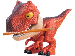 Conjunto de porta-lápis em formato de dinossauro, com desenho de um bêbado.