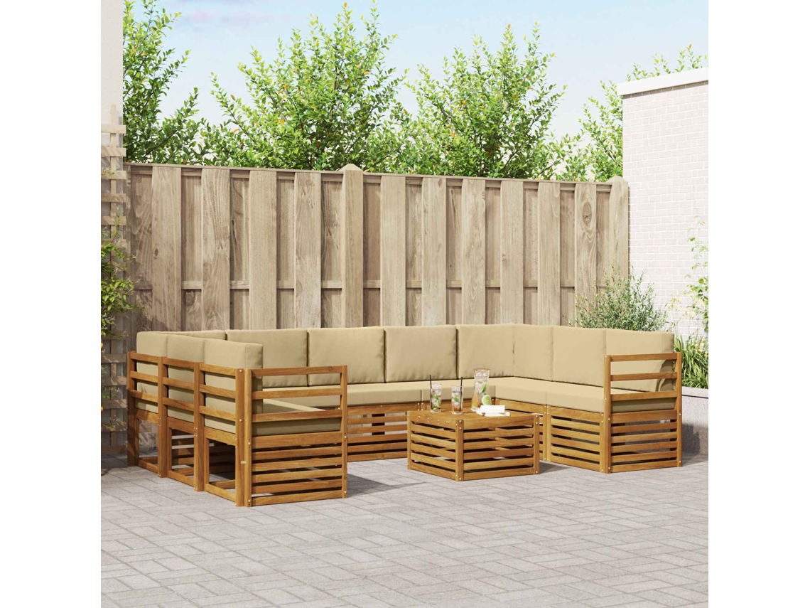 Vidaxl Conjunto De Sofás Para Exterior 10 Unid. Natural E Bege