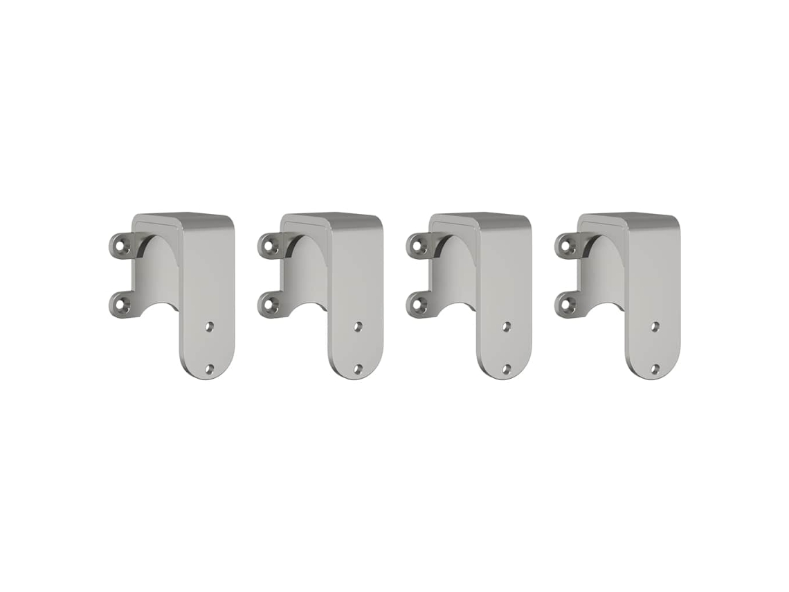 Vidaxl Barn Door Bypass Brackets 4 Pcs Trilhos Redondos Aço Inoxidável