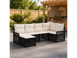 Vidaxl Conjunto De Sofá De Jardim 6 Unid. Preto Vime Pe