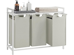 Cesto De Roupa Suja Vasagle, Com 3 Compartimentos, Extensível E Removível, 38l, Branco, Para Organizar E Guardar Roupa Suja De Forma Prática