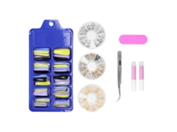 Uñas Falsas Largas De Color Tapas Completas Tips De Manicura Pegatinas Con Estuche43