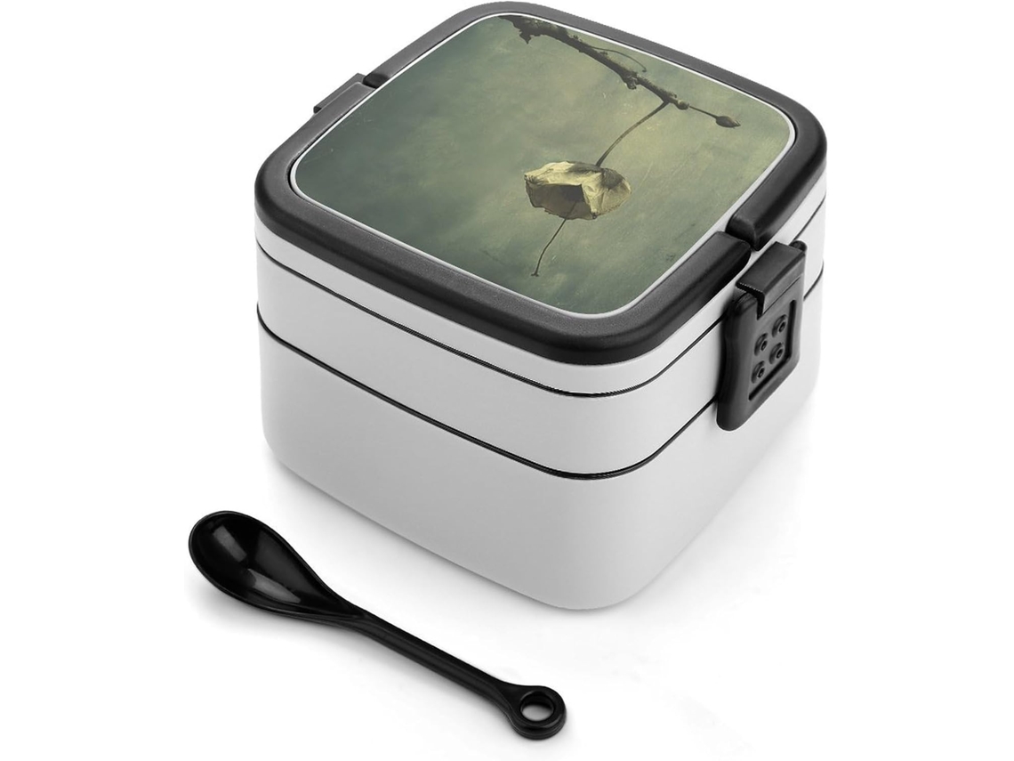 Marmita Bento De Camada Dupla Com Revestimento Granulado Seco, Colher E Alça, À Prova De Vazamentos, Empilhável, Ideal