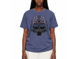 Rockinstone Top Gun Movie Maverick Helmet Heather Vintage Blue Adult T-shirt Size:l