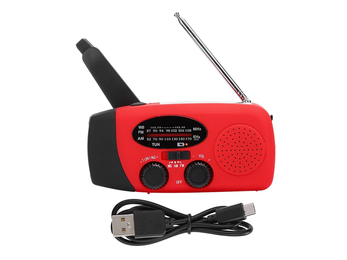 Rádio movido a energia solar AQUAFORGE com manivela, luz led e gerador portátil
