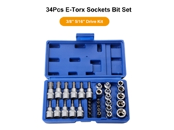 Set De 34 Piezas De Brocas Y Tuercas E-torx Macho/hembra, Mango 3/8" 5/16", Caja De Almacenamiento