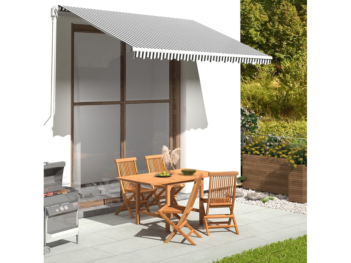 Vidaxl Tecido De Substituição Para Toldo Antracite E Branco 330x245 Cm Poliéster