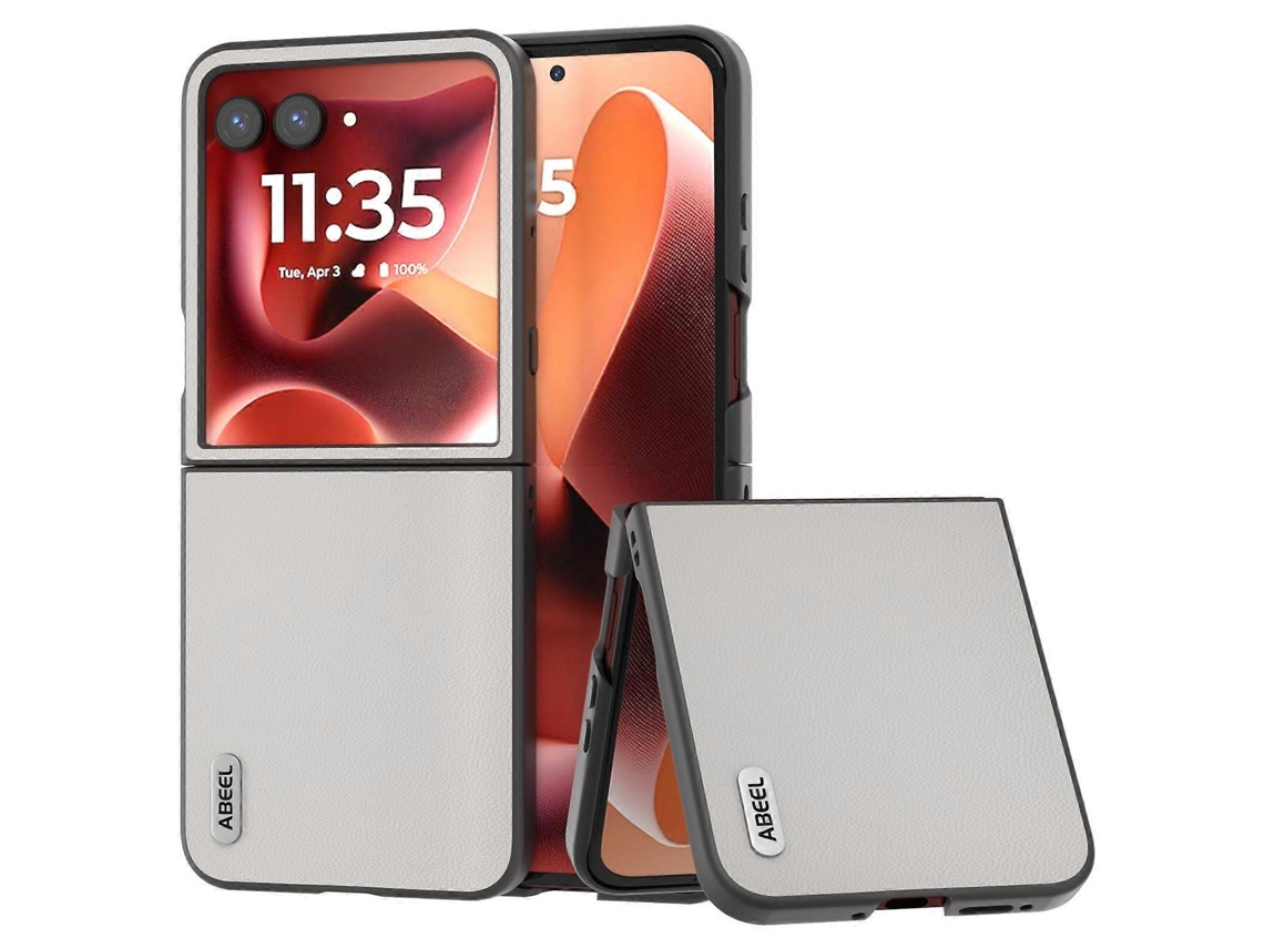 Capa De Celular Abeel Em Couro Elegante Com Borda Preta Para Motorola Razr 60 Ultra